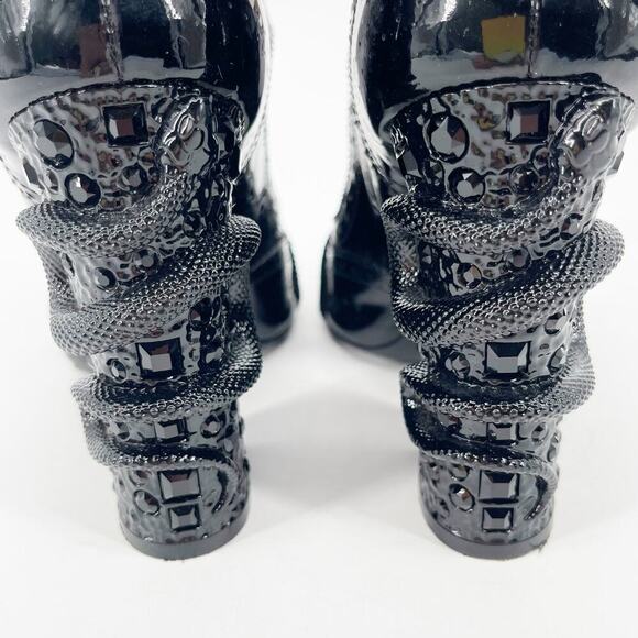 Gucci Black Patent Leather Queercore Dionysus Buckle Snake Heel Pumps EU 38 - Picture 11 of 15